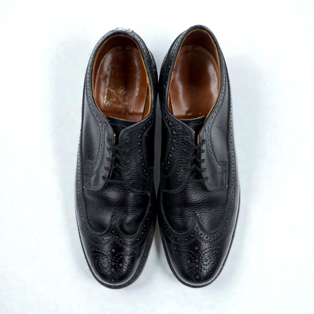 Churchill Wingtip Full Brogue Dress Shoes, Size 27.5cm, Black Grain Leather, 70084