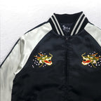 Kyoka Suigetsu Satin Sukajan M Black Quilted Liner Dragon Cherry Blossom Embroidery