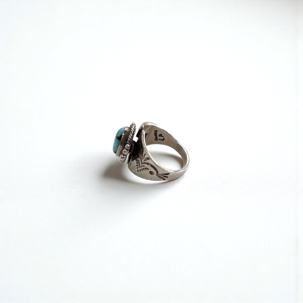 Vintage Native American Style Sterling Silver Turquoise Ring Split Shank Southwestern