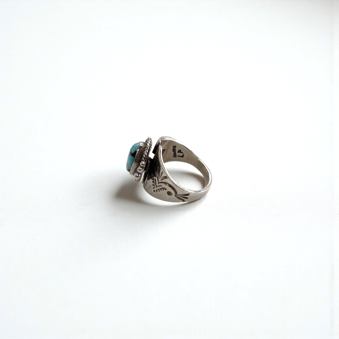 Vintage Native American Style Sterling Silver Turquoise Ring Split Shank Southwestern