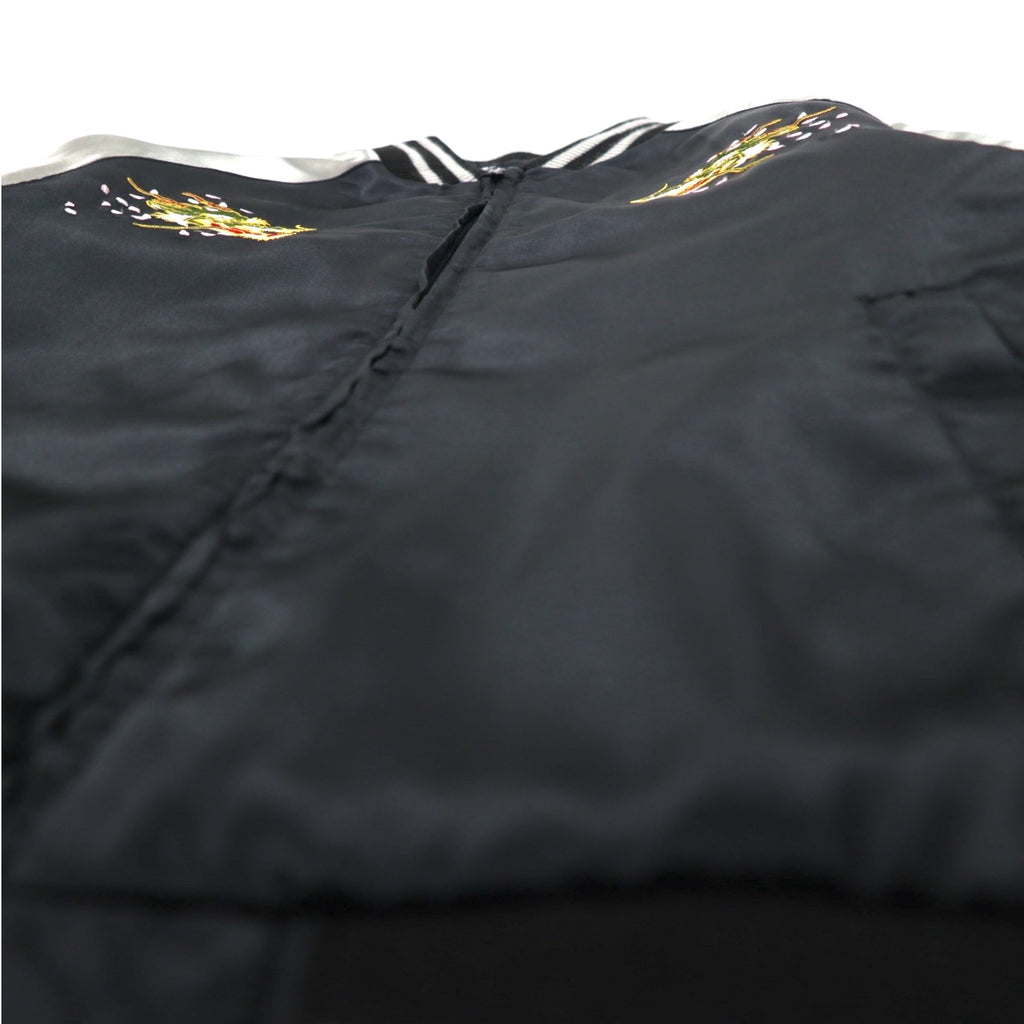 Kyoka Suigetsu Satin Sukajan M Black Quilted Liner Dragon Cherry Blossom Embroidery