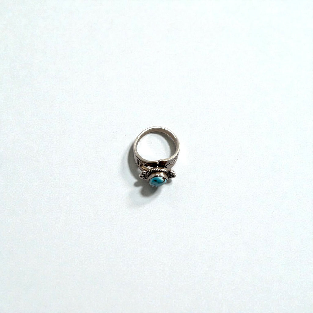 Vintage Native American Style Sterling Silver Turquoise Ring Split Shank Southwestern