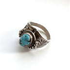 Vintage Native American Style Sterling Silver Turquoise Ring Split Shank Southwestern