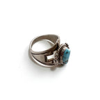Vintage Native American Style Sterling Silver Turquoise Ring Split Shank Southwestern