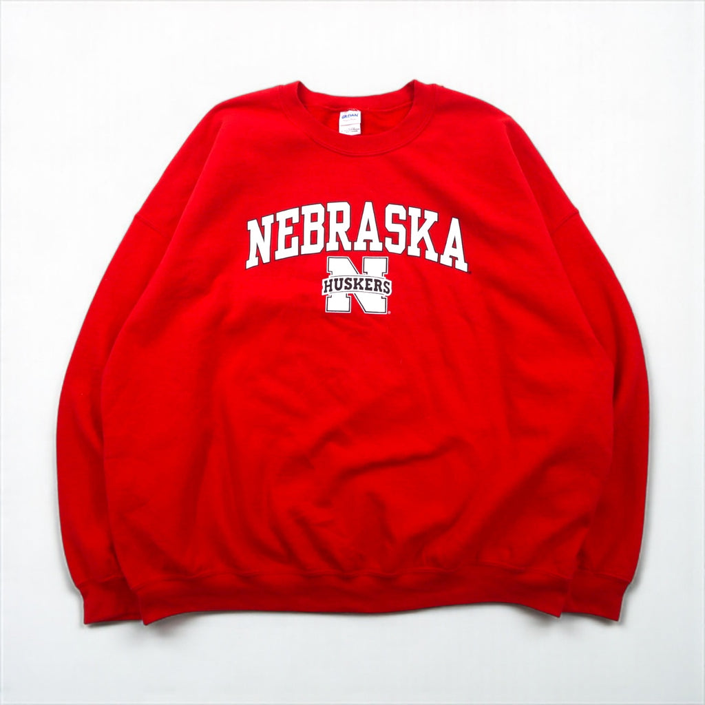Vintage Collage Sweatshirt, GILDAN College Print, Red, XL, NEBRASKA