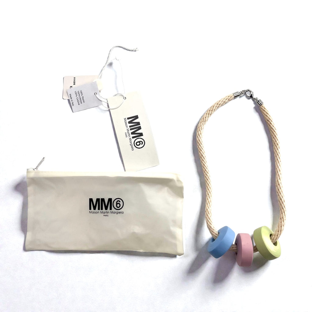 MM6 Maison Margiela ロープネックレス チョーカー 3連 ドーナツビーズ パステル マルチカラー S41UU0003 イタリア製