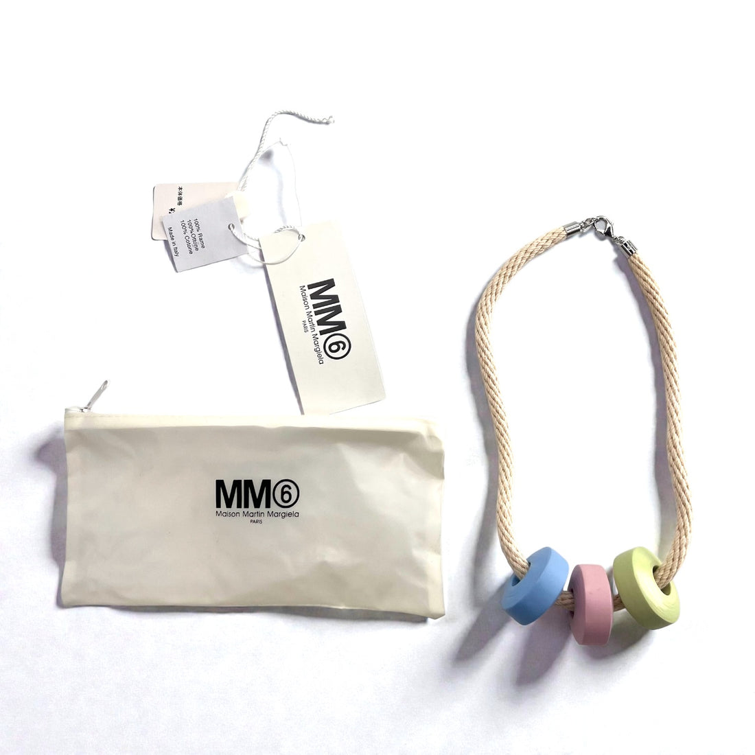 MM6 Maison Margiela ロープネックレス チョーカー 3連 ドーナツビーズ パステル マルチカラー S41UU0003 イタリア製