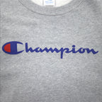 Champion Crew Neck Sweatshirt M Grey Cotton Logo Print C3-H004