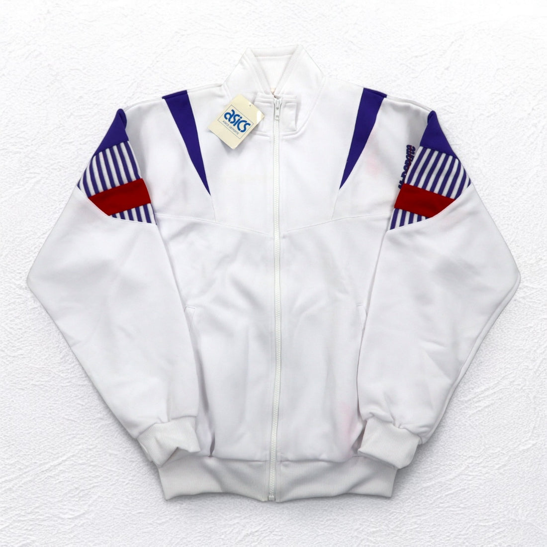 Mr DEPORTE ( asics ) 90年代 トラックジャケット ジャージ XL ホワイト ポリエステル 未使用品