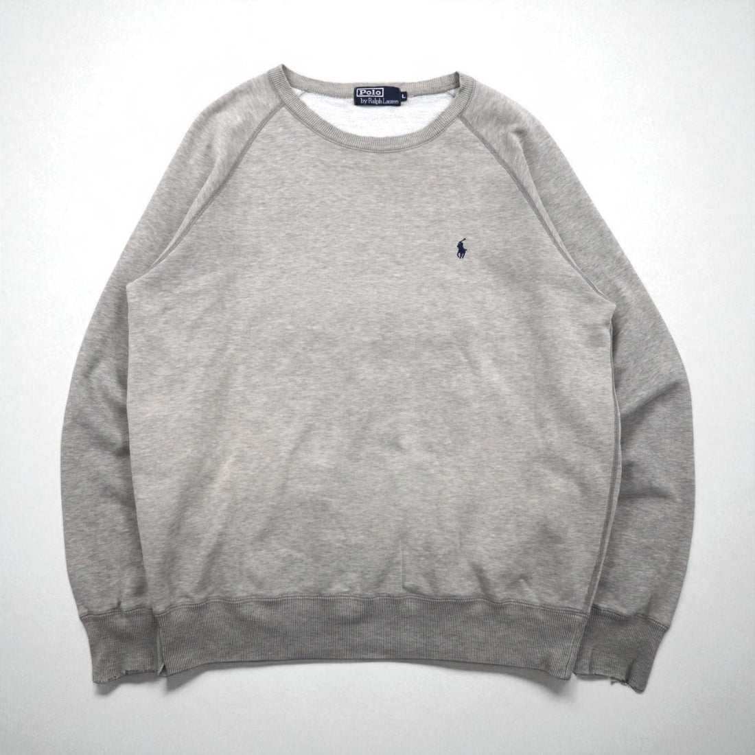 Polo Ralph Lauren 90年代 日本製 スウェット トレーナー L グレー コットン ダメージ加工
