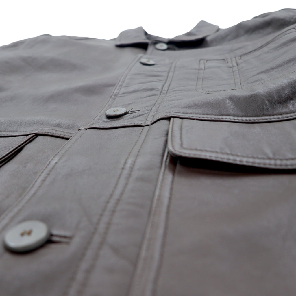 Vintage Lamb Leather Car Coat 90s Lamb Leather Car Coat M Brown Sheepskin Paisley Lining