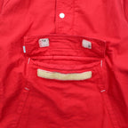 TOMMY Anorak Parka S Red Cotton Half Zip Drawstring Kangaroo Pocket
