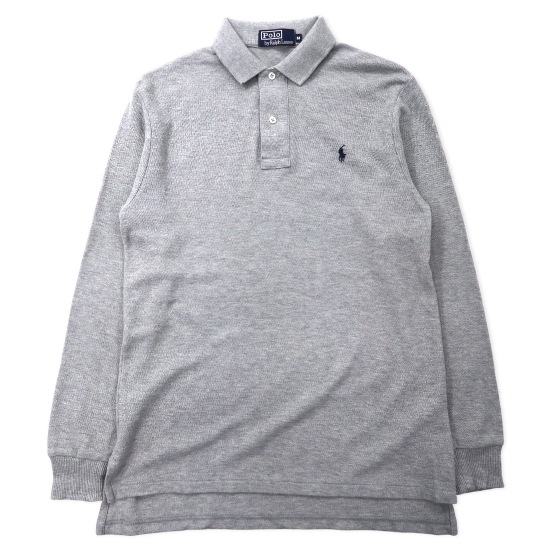 日本然リトテ-古着オンライン-Polo by Ralph Lauren 長袖 ポロシャツ M グレー コットン 鹿の子 スモールポニー刺繍-POLO BY RALPH LAUREN Long Sleeve Polo Shirt M Gray Cotton Kanoko Small Pony Embroidery