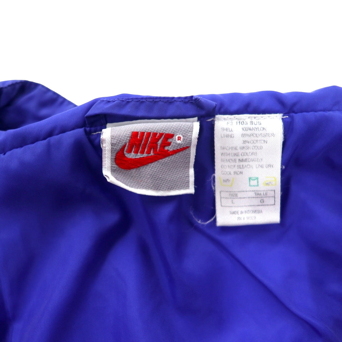 NIKE 90s nylon jacket jersey L navy color block swoosh logo embroidery silver tag