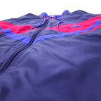 NIKE 90s nylon jacket jersey L navy color block swoosh logo embroidery silver tag