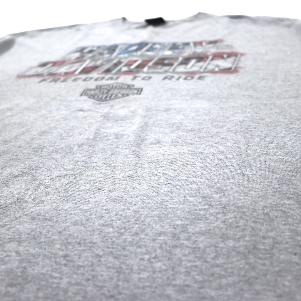 HARLEY DAVIDSON USA製 ロゴプリント Tシャツ 2XL グレー コットン LEESBURG-FLORIDA