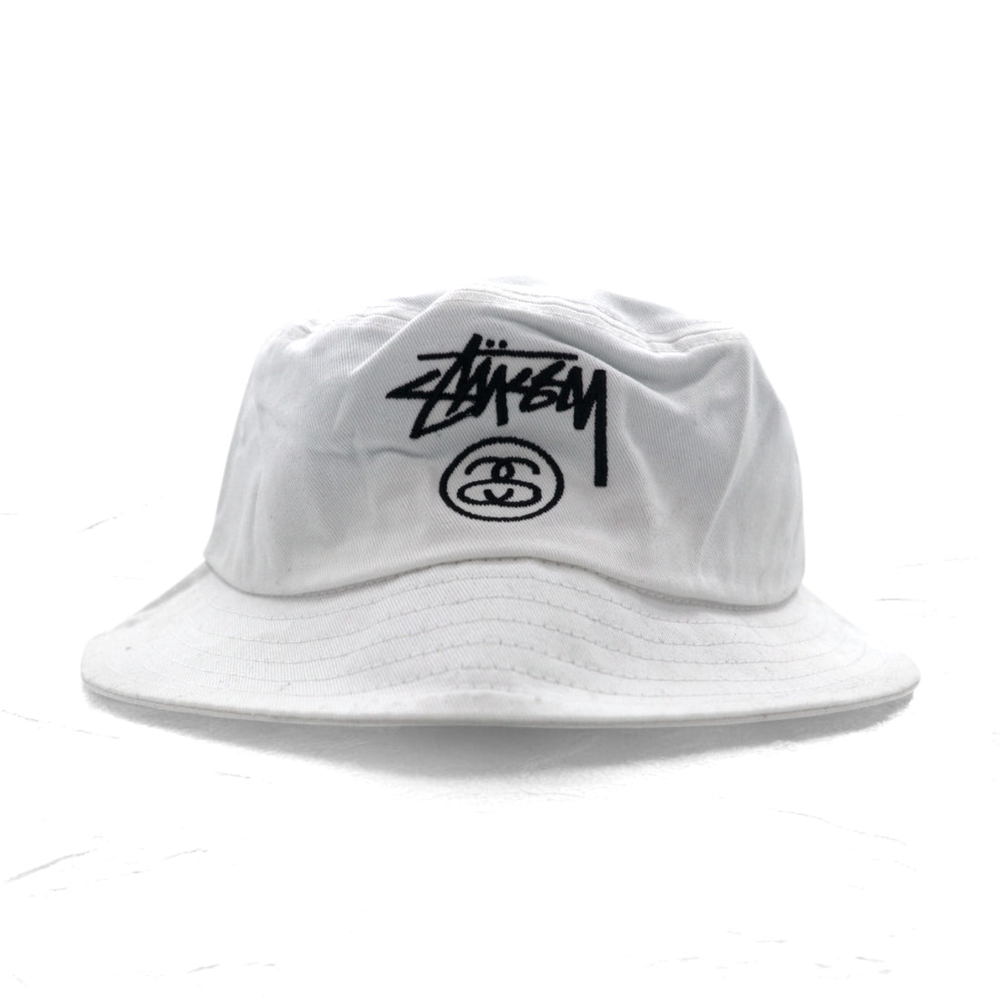 stussy chanel logo bucket hat S/M white cotton embroidered