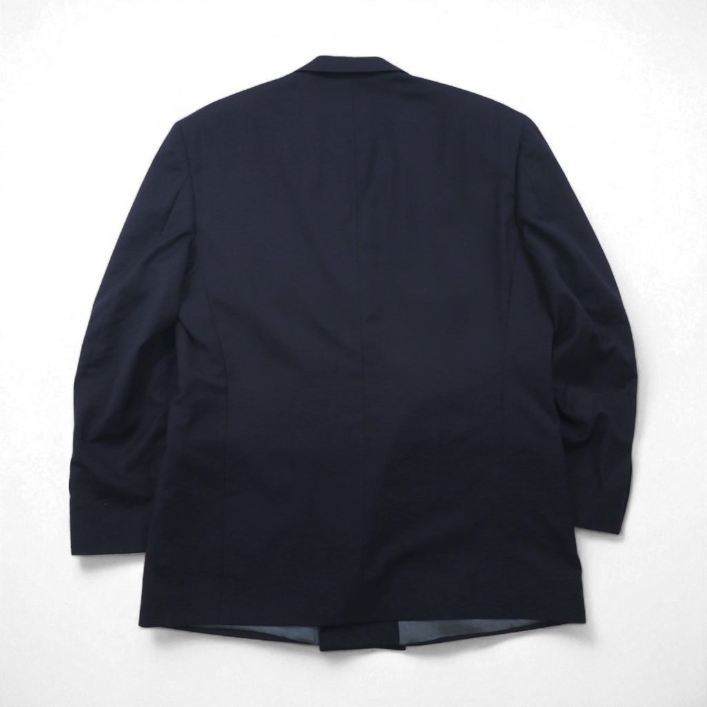 80s USA UNION MADE Vintage Blazer by NINO CERRUTI. 80s USA-made peak lapel double-breasted blazer, size L, gold buttons, Union Made ACTWU tag, navy blue.