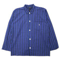 日本然リトテ-古着オンライン-POLO RALPH LAUREN ボックス パジャマシャツ M ブルー チェック コットン スモールポニー 刺繍-POLO RALPH LAUREN Box Pajama Shirt M Blue Checked Cotton Small Pony Embroidery