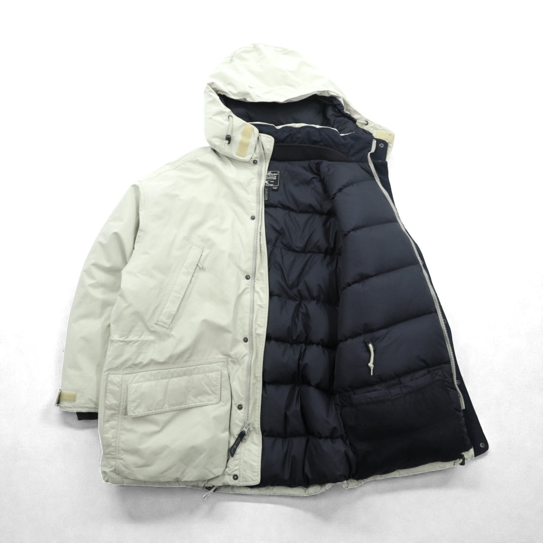 Eddie Bauer 90s Gore-Tex Waterproof Goose Down Jacket, Large, Drawcord, Detachable Hood