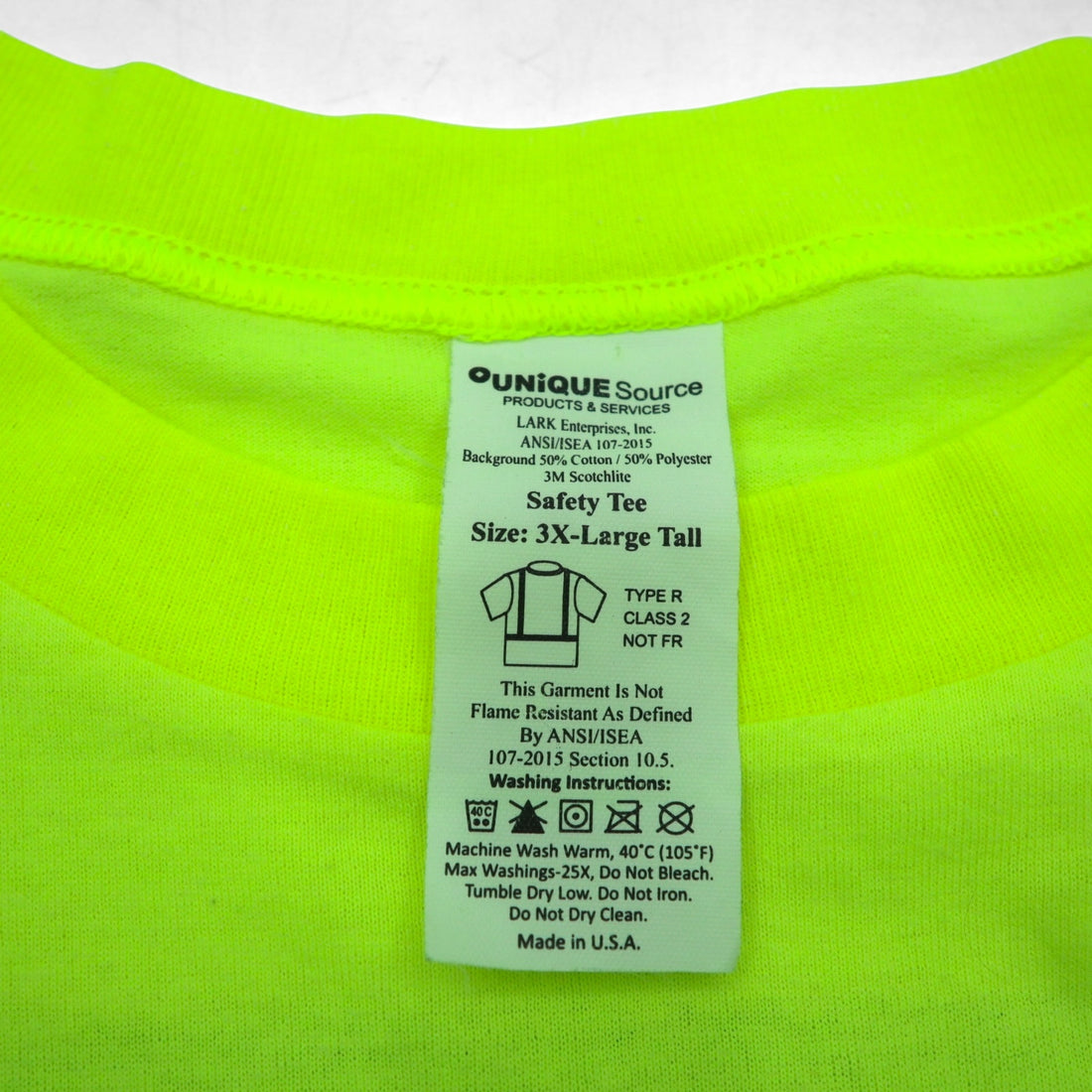 USA製 UNIQUE SOURCE リフレクター ワーク Tシャツ Safety Tee 3XL イエロー コットン ポリエステル