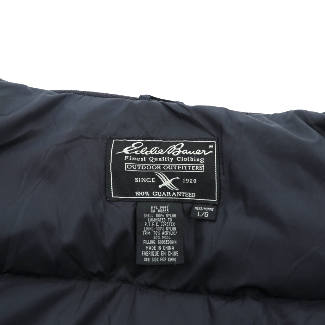 Eddie Bauer 90s Gore-Tex Waterproof Goose Down Jacket, Large, Drawcord, Detachable Hood