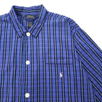 POLO RALPH LAUREN Box Pajama Shirt M Blue Check Cotton Small Pony Embroidery