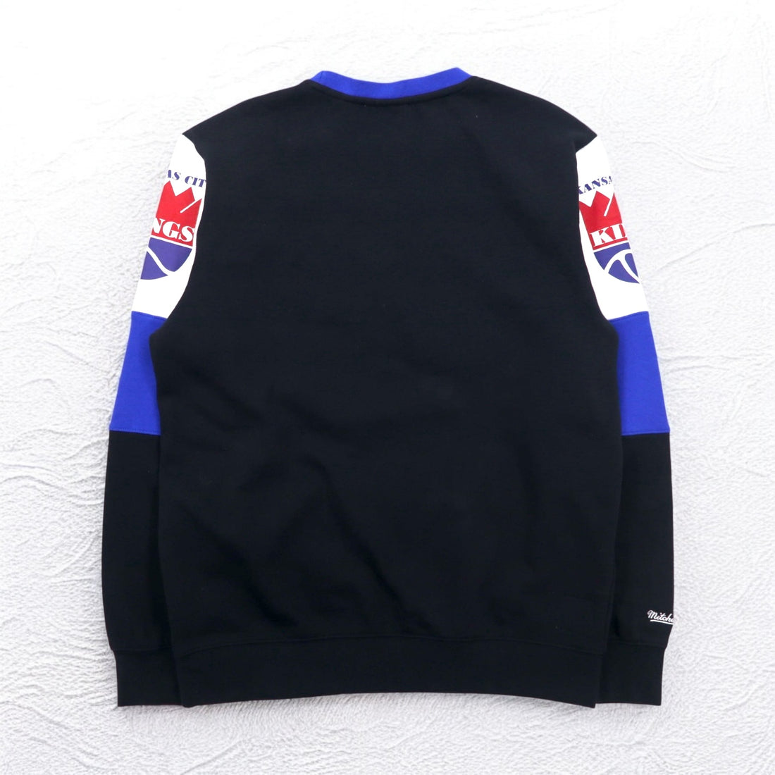 mitchell &amp; ness sweatshirt L black color block cotton fleece lining NBA KANSAS CITY KINGS