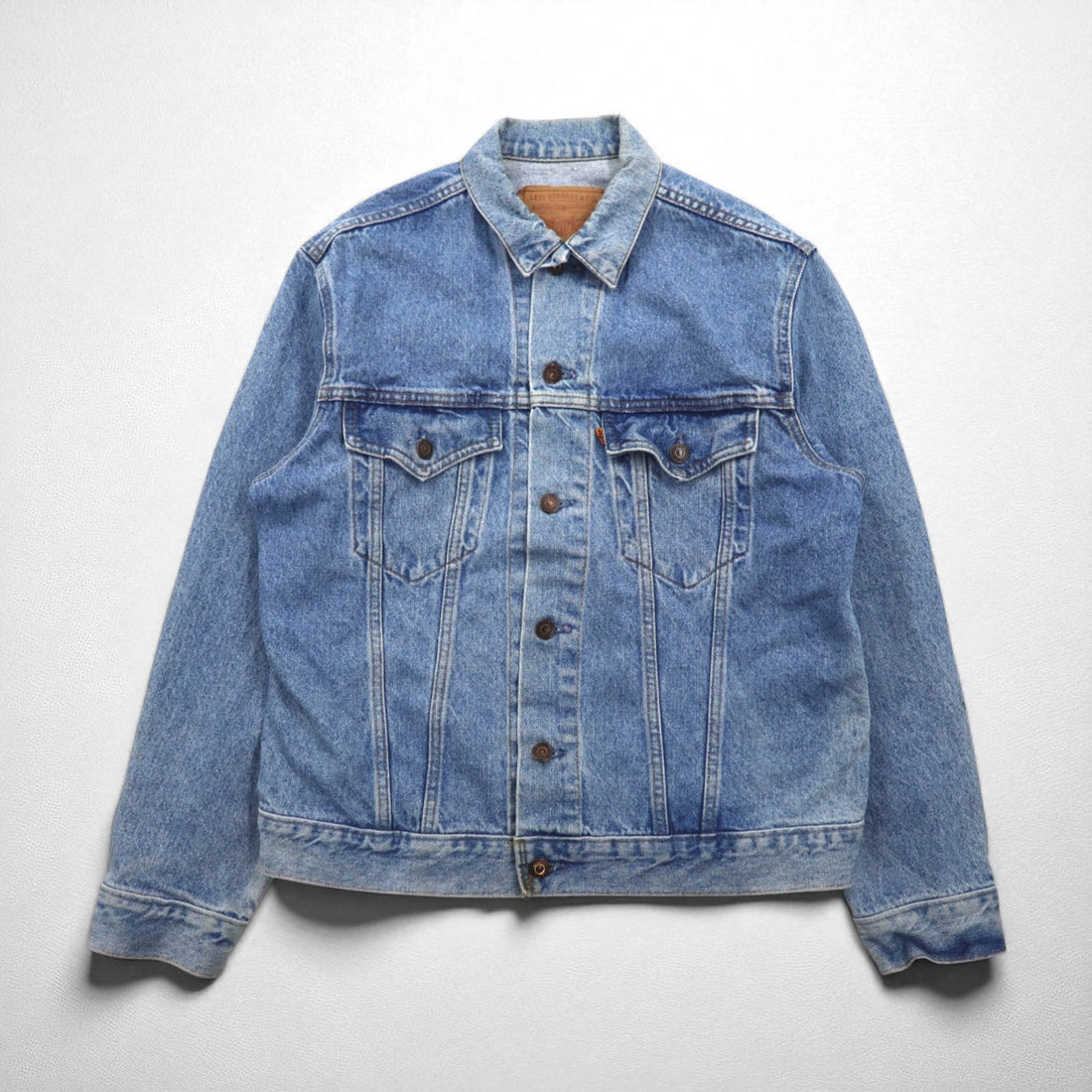 Levi's 90s Made in Canada Orange Tab Denim Trucker Jacket, Size L, Indigo, 75505-0212