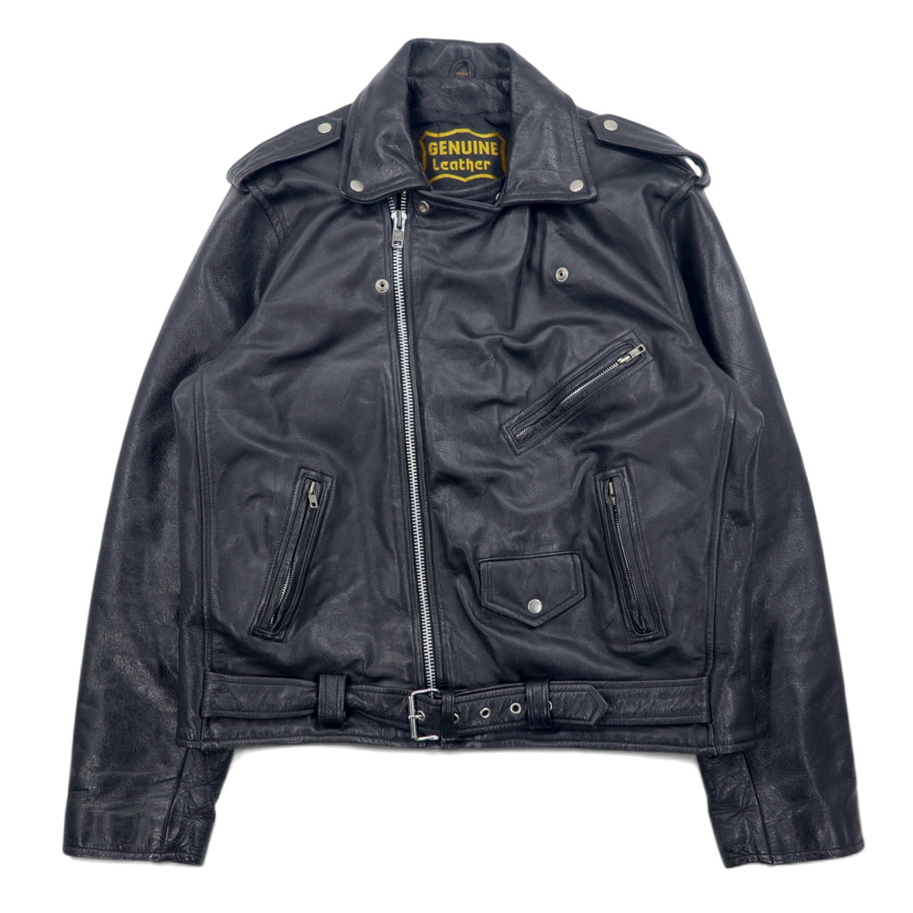 パキスタン製 90年代 パキジャン ダブルライダース レザージャケット XL ブラック GENUINE Leather レザー キルティングライナー