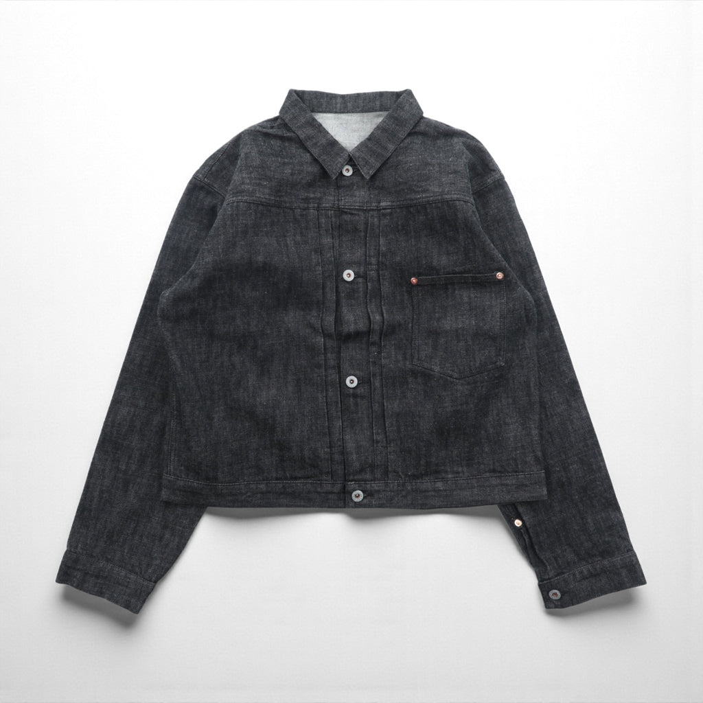 VINTAGE レプリカ 1st タイプ 大戦モデル デニムジャケット Gジャン XL ブラック 13.5OZ セルヴィッチ 赤耳 シンチバック プリーツ 月桂樹ボタン 復刻 未使用品
