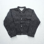 VINTAGE レプリカ 1st タイプ 大戦モデル デニムジャケット Gジャン XL ブラック 13.5OZ セルヴィッチ 赤耳 シンチバック プリーツ 月桂樹ボタン 復刻 未使用品