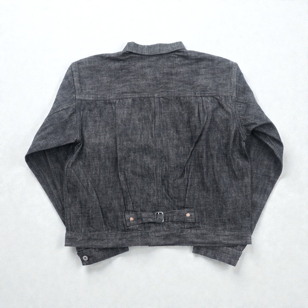 VINTAGE レプリカ 1st タイプ 大戦モデル デニムジャケット Gジャン XL ブラック 13.5OZ セルヴィッチ 赤耳 シンチバック プリーツ 月桂樹ボタン 復刻 未使用品