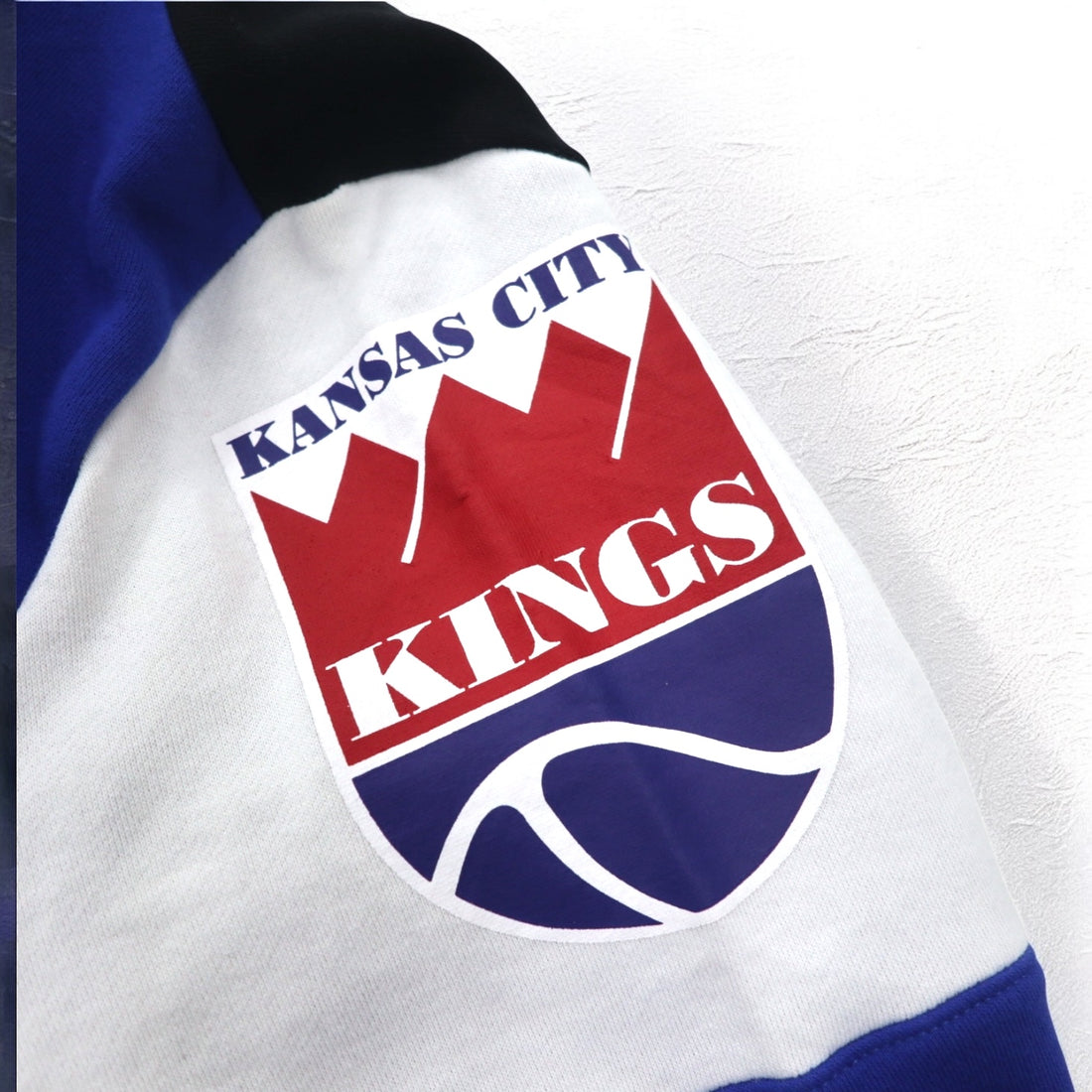 mitchell &amp; ness sweatshirt L black color block cotton fleece lining NBA KANSAS CITY KINGS