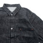 VINTAGE レプリカ 1st タイプ 大戦モデル デニムジャケット Gジャン XL ブラック 13.5OZ セルヴィッチ 赤耳 シンチバック プリーツ 月桂樹ボタン 復刻 未使用品
