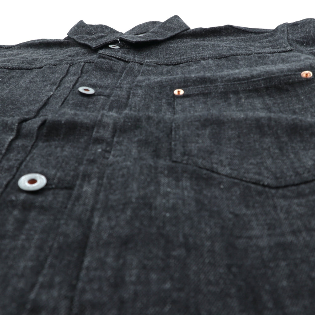 VINTAGE レプリカ 1st タイプ 大戦モデル デニムジャケット Gジャン XL ブラック 13.5OZ セルヴィッチ 赤耳 シンチバック プリーツ 月桂樹ボタン 復刻 未使用品