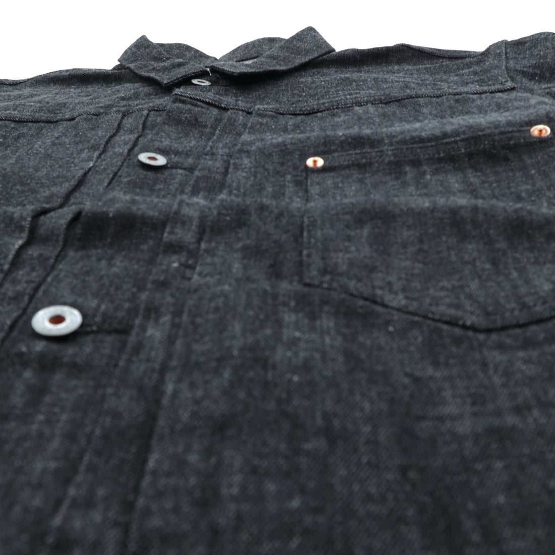 VINTAGE レプリカ 1st タイプ 大戦モデル デニムジャケット Gジャン XL ブラック 13.5OZ セルヴィッチ 赤耳 シンチバック プリーツ 月桂樹ボタン 復刻 未使用品
