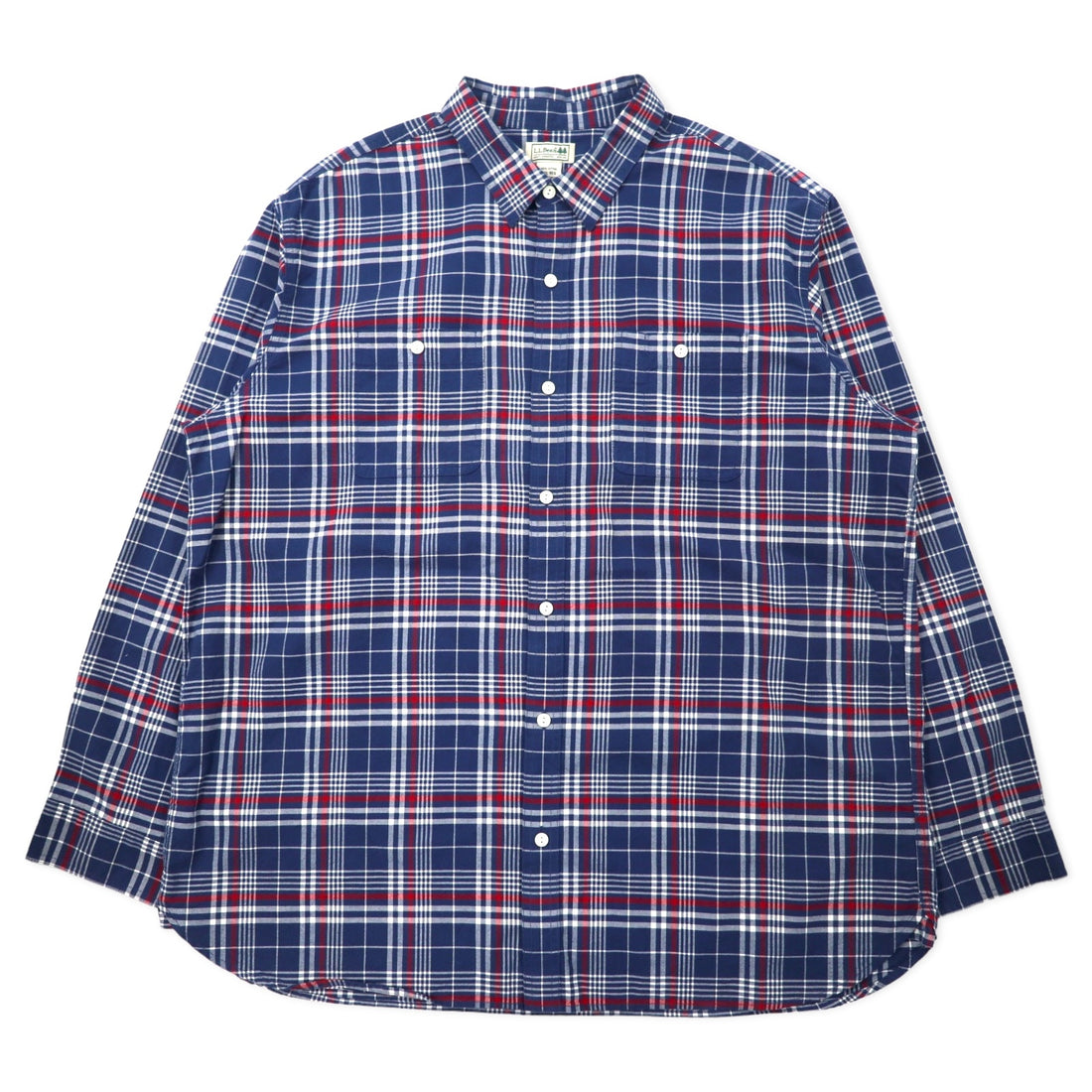 日本然リトテ-古着オンライン-L.L.Bean チェックシャツ XXL ネイビー コットン ビッグサイズ 285277-L.L.Bean Checked Shirt XXL Navy Cotton Big Size 285277
