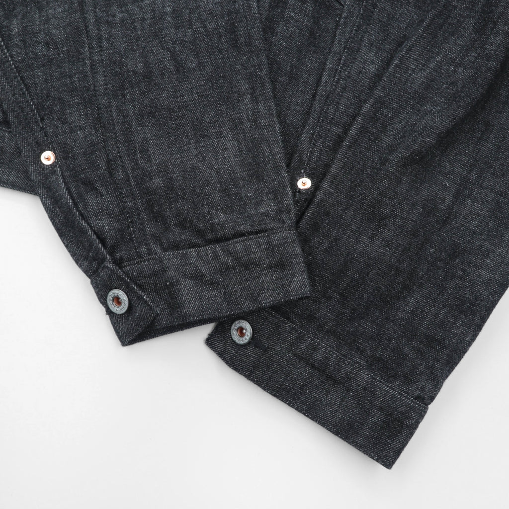 VINTAGE レプリカ 1st タイプ 大戦モデル デニムジャケット Gジャン XL ブラック 13.5OZ セルヴィッチ 赤耳 シンチバック プリーツ 月桂樹ボタン 復刻 未使用品