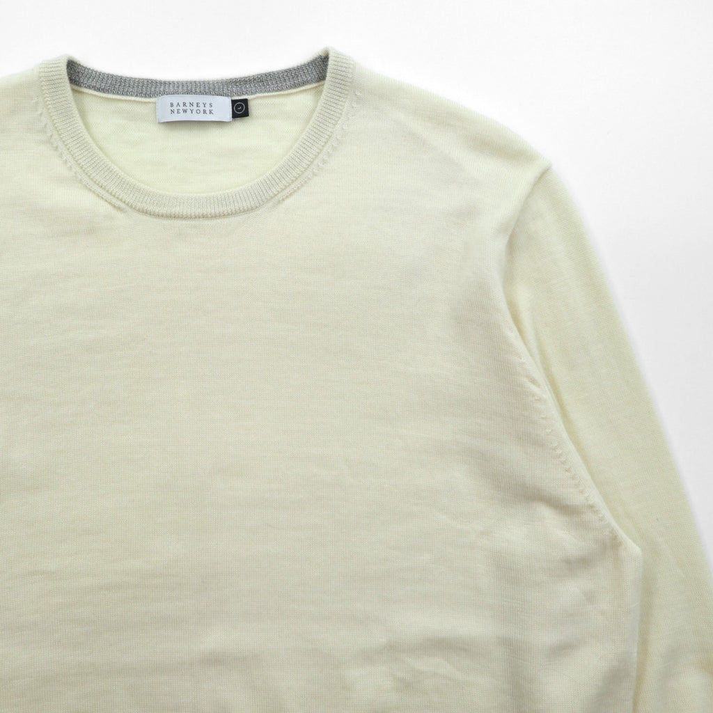 BARNEYS NEW YORK Made in Japan Knit Sweater L White Wool 23538519