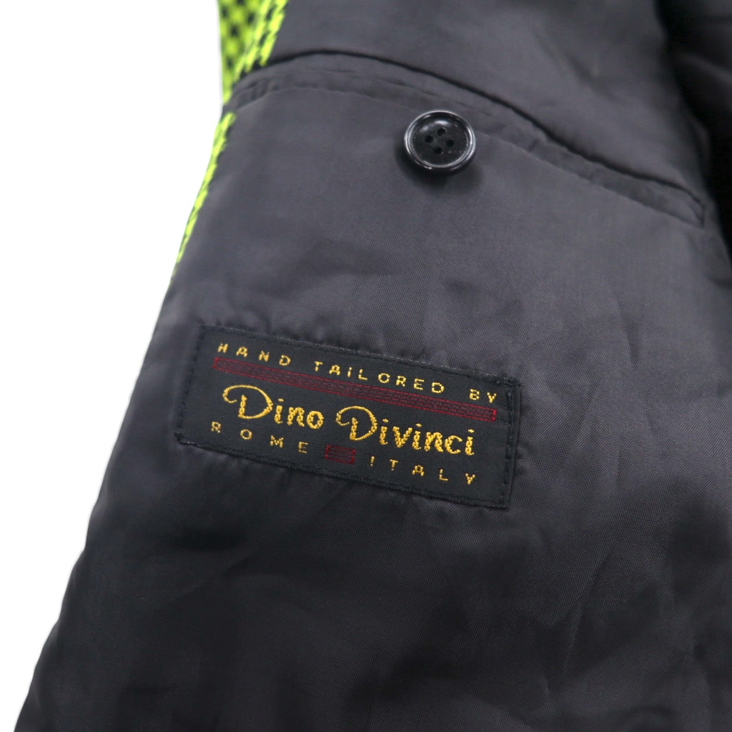 80s Italy Vintage Blazer Dino Divinch 千鳥格子 ブレザー 4B テーラードジャケット XL イエロー ハウンドトゥース チェック