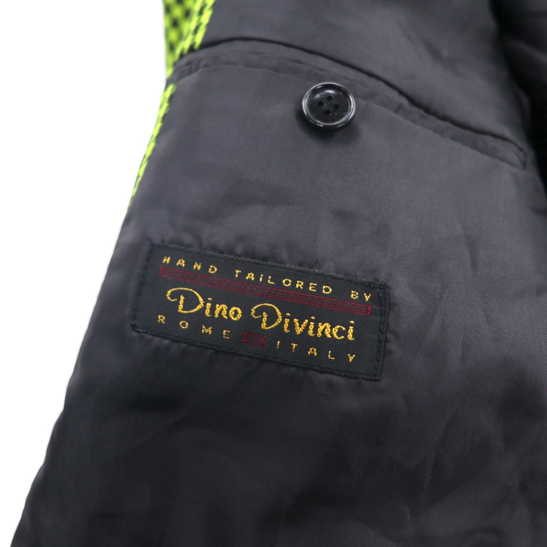 80s Italy Vintage Blazer Dino Divinch 千鳥格子 ブレザー 4B テーラードジャケット XL イエロー ハウンドトゥース チェック