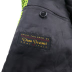 80s Italy Vintage Blazer Dino Divinch 千鳥格子 ブレザー 4B テーラードジャケット XL イエロー ハウンドトゥース チェック
