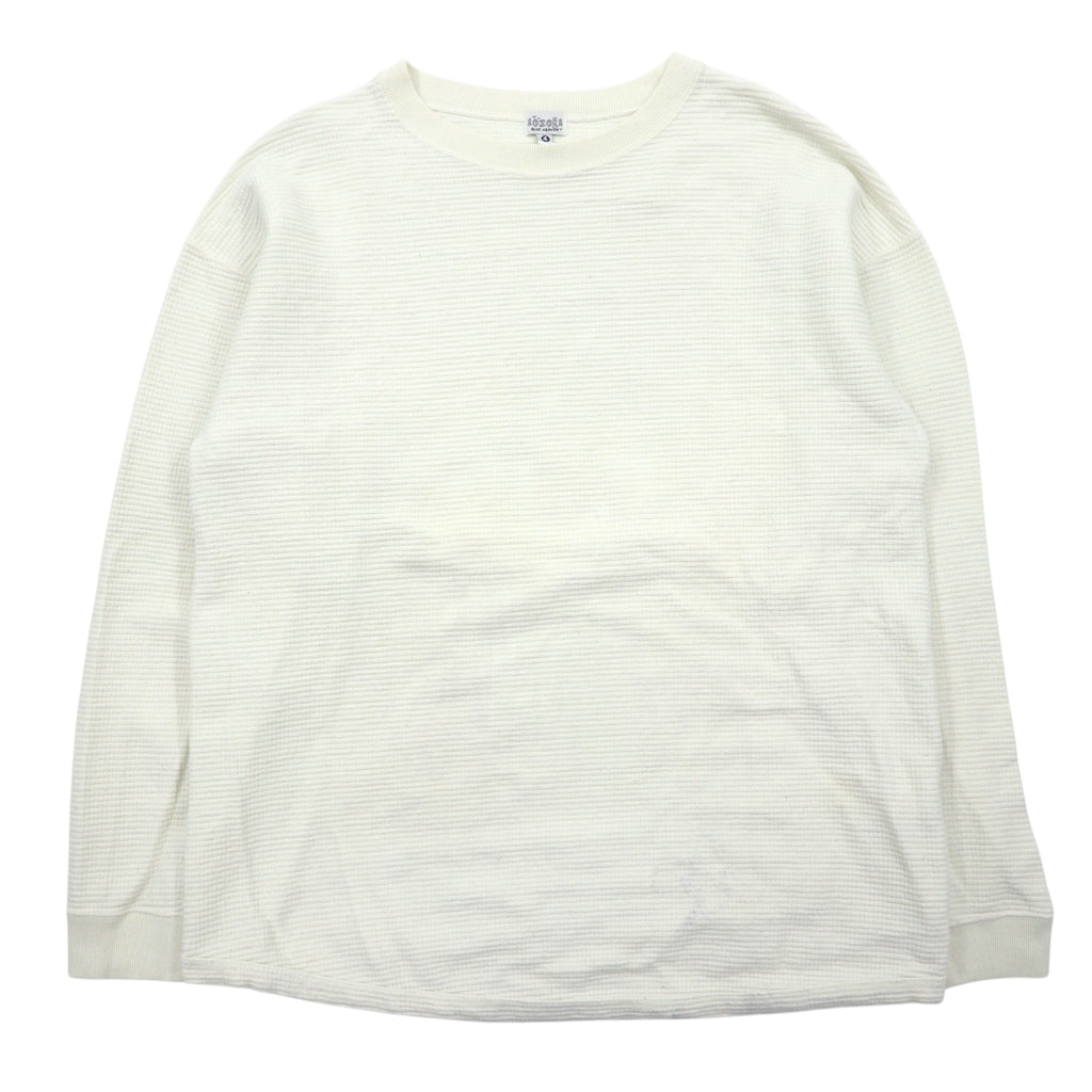 日本然リトテ-古着オンライン-AOZORA BLUE HEAVEN サーマル ロングスリーブ Tシャツ 4 ホワイト コットン go slow caravan取扱い 日本製-AOZORA BLUE HEAVEN Thermal Long Sleeve T-Shirt 4 White Cotton go slow caravan available Japan Made