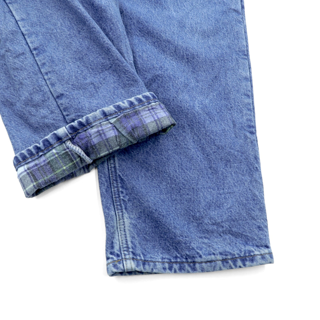 Carhartt Made in USA Flannel Lined Denim Pants, Jeans, XL, Indigo Lining, Check, Big Size B21DST