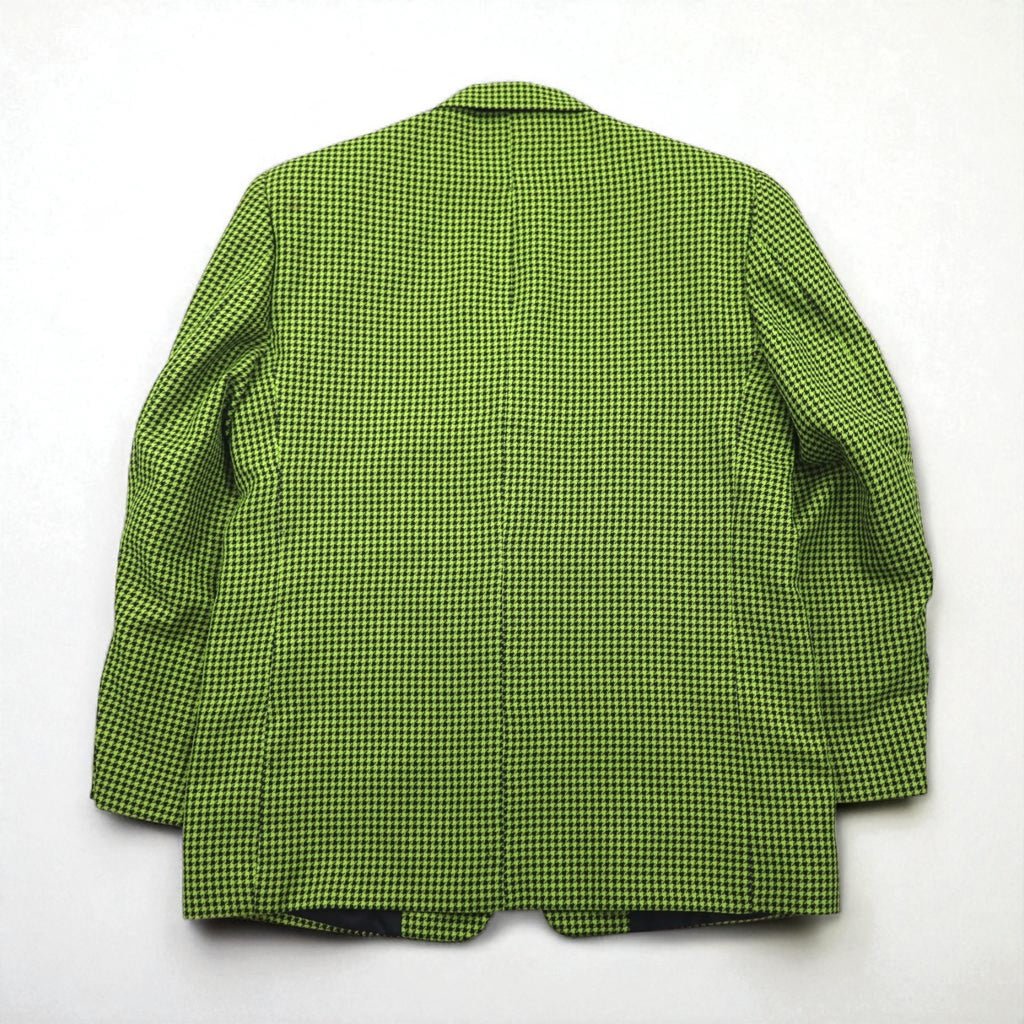 80s Italy Vintage Blazer Dino Divinch 千鳥格子 ブレザー 4B テーラードジャケット XL イエロー ハウンドトゥース チェック
