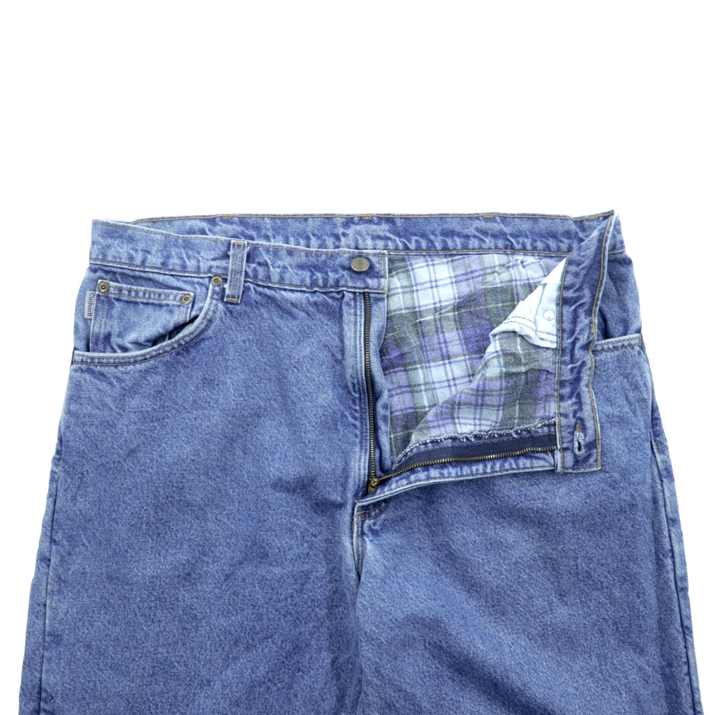 Carhartt Made in USA Flannel Lined Denim Pants, Jeans, XL, Indigo Lining, Check, Big Size B21DST