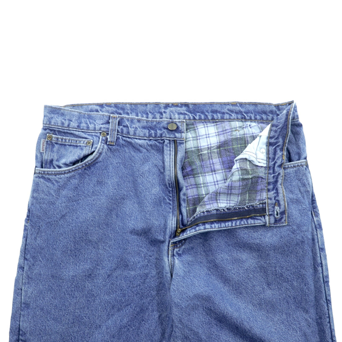 Carhartt Made in USA Flannel Lined Denim Pants, Jeans, XL, Indigo Lining, Check, Big Size B21DST