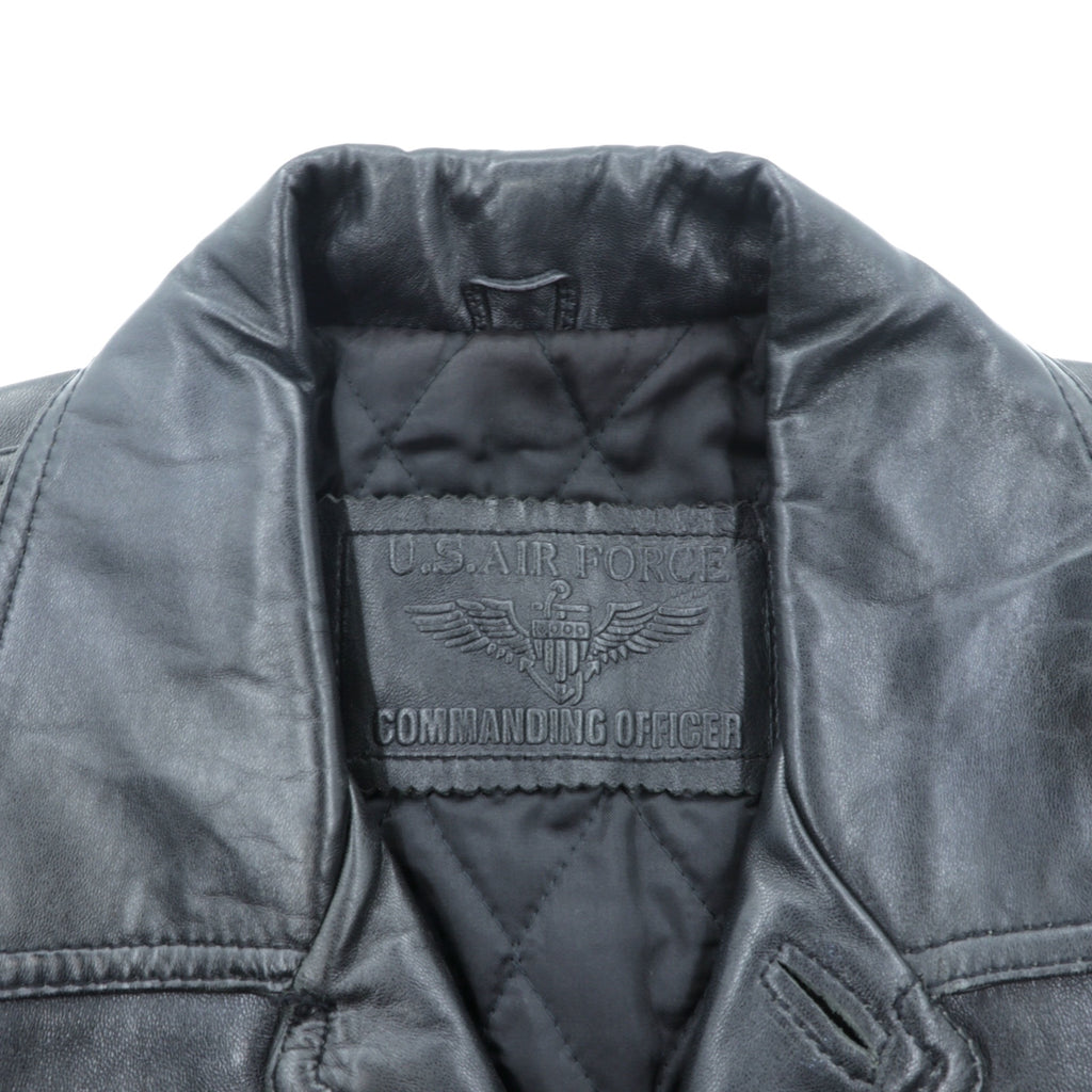 U.S. AIR FORCE COMMANDING OFFICER レザー カーコート ジャケット XL ブラック