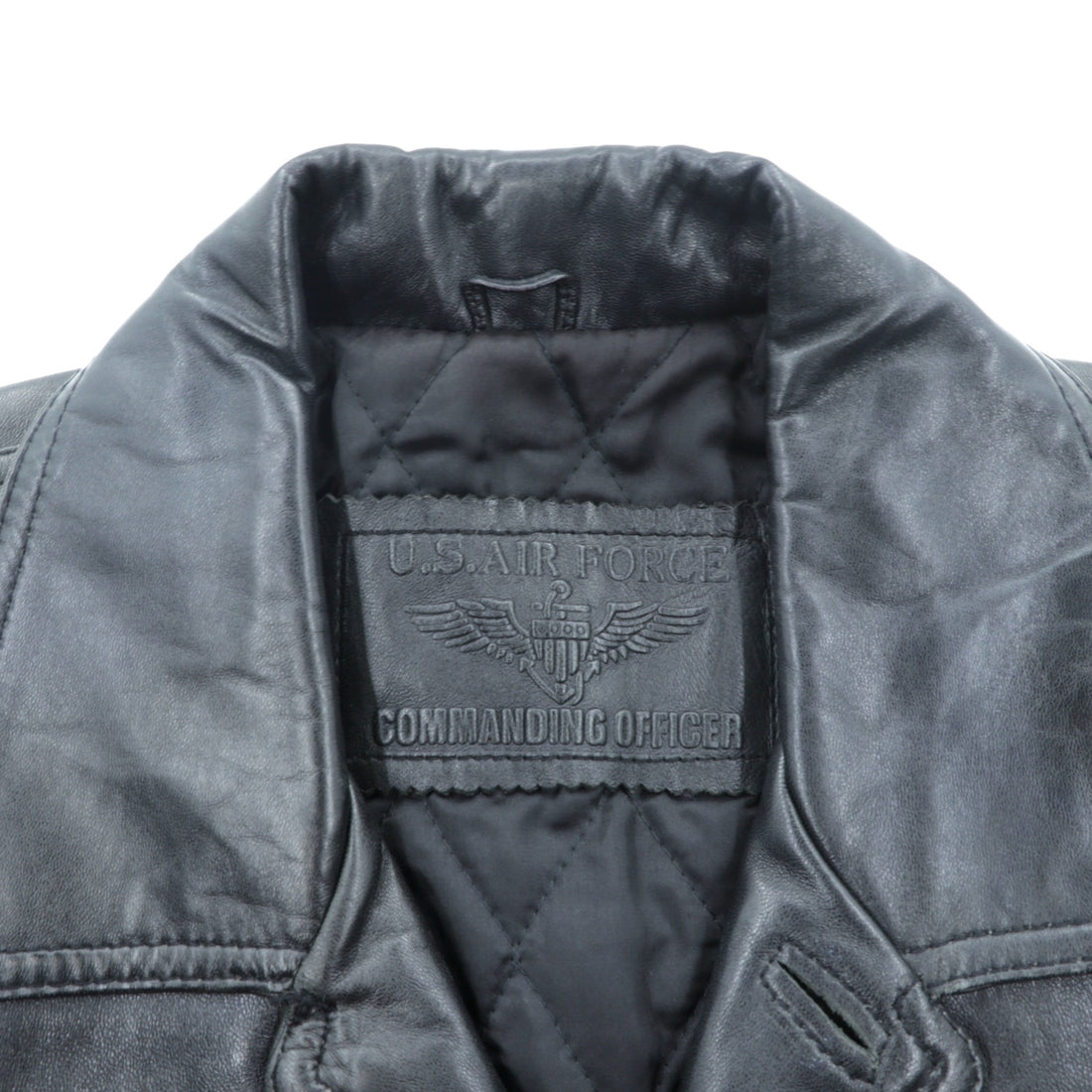 U.S. AIR FORCE COMMANDING OFFICER レザー カーコート ジャケット XL ブラック